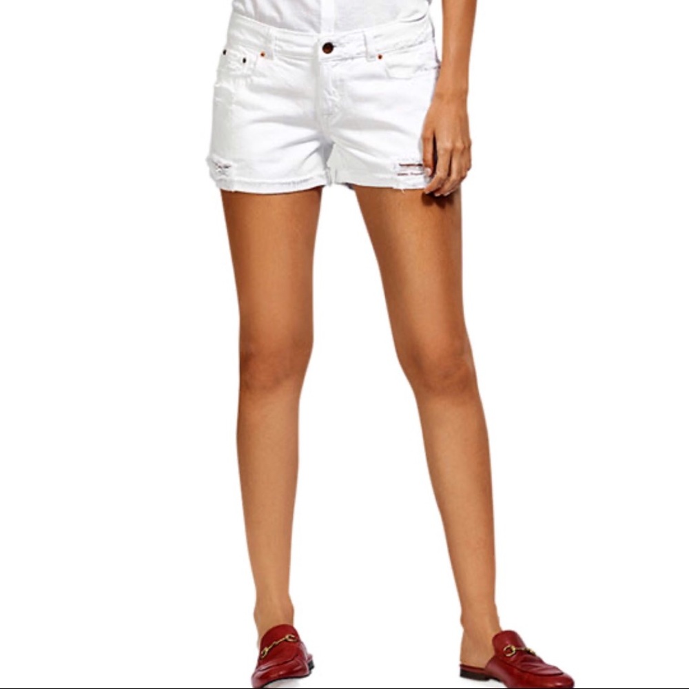 NEW DL1961 Karlie Distressed Boyfriend Shorts WHT.